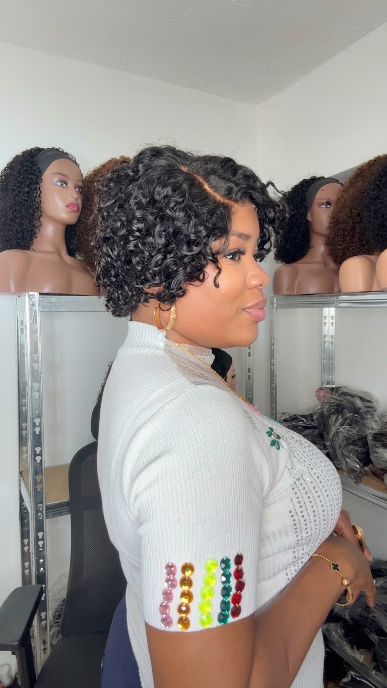 Highlight Pixie Cut Short Curly Wig