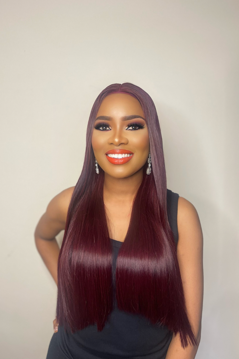 FIFI BURGUNDY -  SUPER DOUBLE DRAWN BONE STRAIGHT HAIR